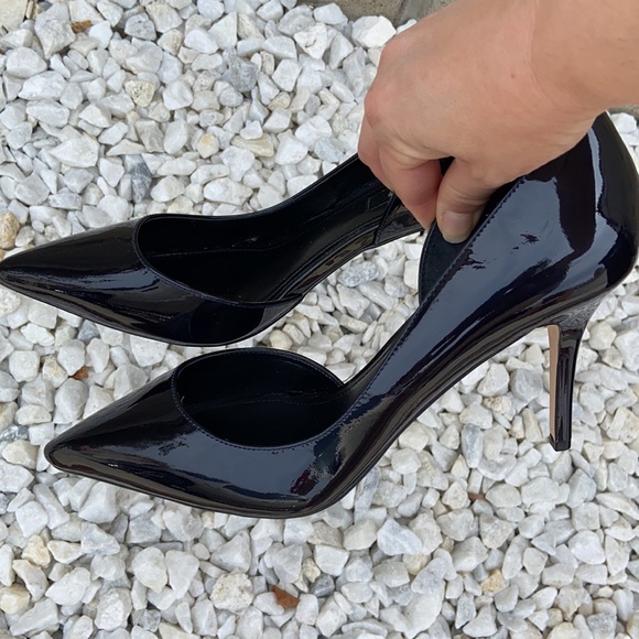 White House Black Market Black Patent Leather D’Orsay Pumps Heels SZ 8.5 NEW - Picture 12 of 12